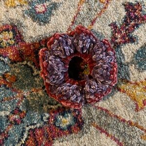 Purple and Red Floral Hair Scrunchie